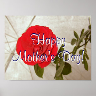Happy Mother's Day Red Rose Poster