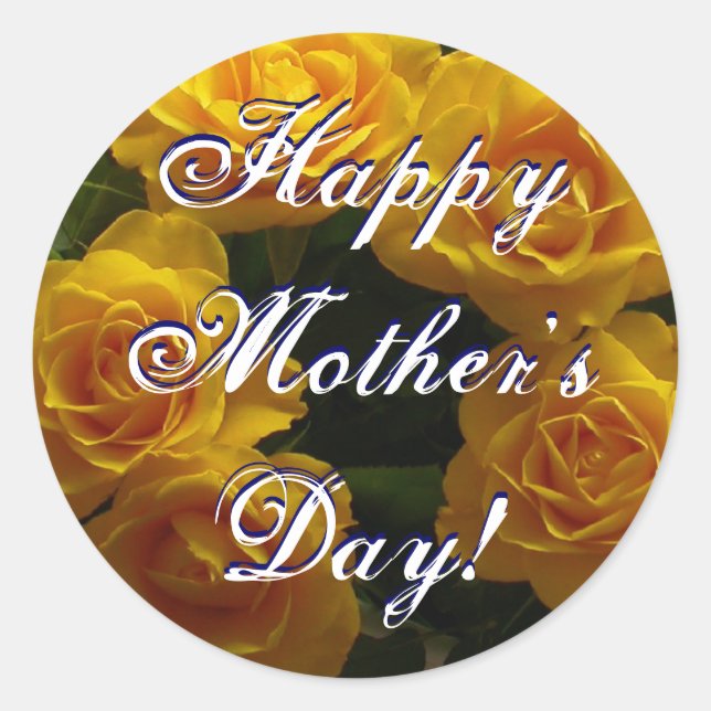 Happy Mother's Day Red Roses Classic Round Sticker (Front)