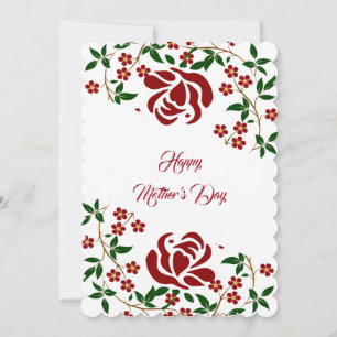 Happy Mothers Day Red Roses Floral Greenery  Ho Holiday Card