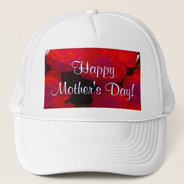 Happy Mother's Day Red Roses Trucker Hat (Front)
