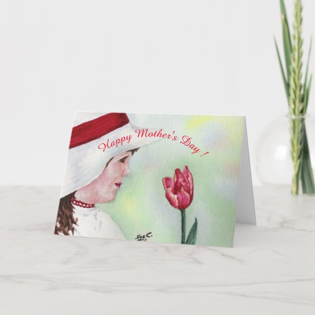 HAPPY MOTHER'S DAY RED TULIP CARD (Front)