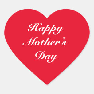 Happy Mother's Day, red white elegant classic Heart Sticker
