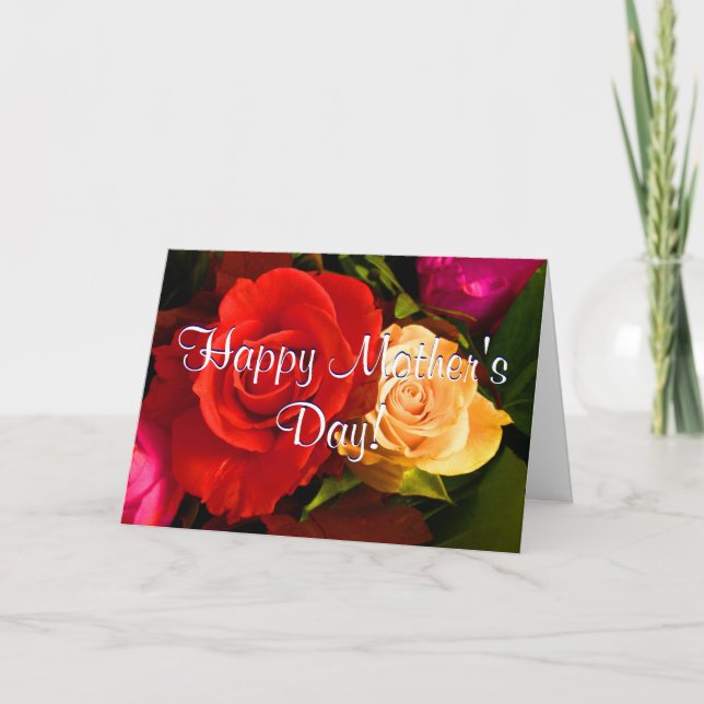Happy Mother's Day Red Yellow Roses I Card (Front)