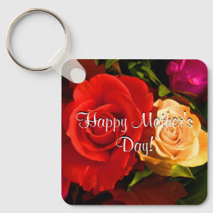 Happy Mother's Day Red Yellow Roses Keychain
