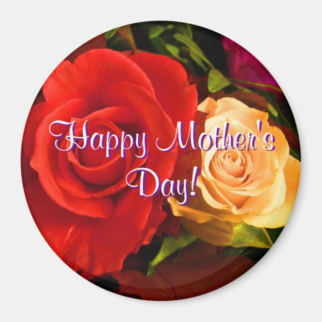 Happy Mother's Day Red Yellow Roses Magnet (Front)