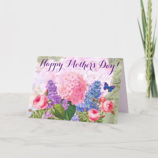 Happy Mother's Day Redoute Flowers Greeting Card (Front)