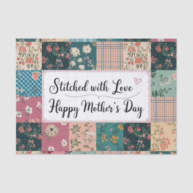 Happy Mother's Day - Retro Cute Quilt Pattern Tissue Paper (Front)