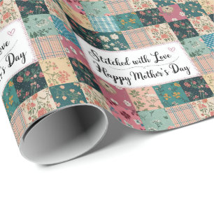 Happy Mother's Day - Retro Cute Quilt Pattern Wrapping Paper