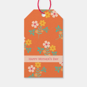 Happy Mother's Day Retro Orange Daisy Gift Tags