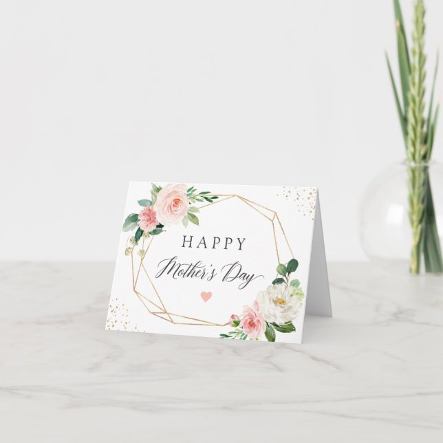 Happy Mother's Day Romantic Blush Pink Floral Card (Front)