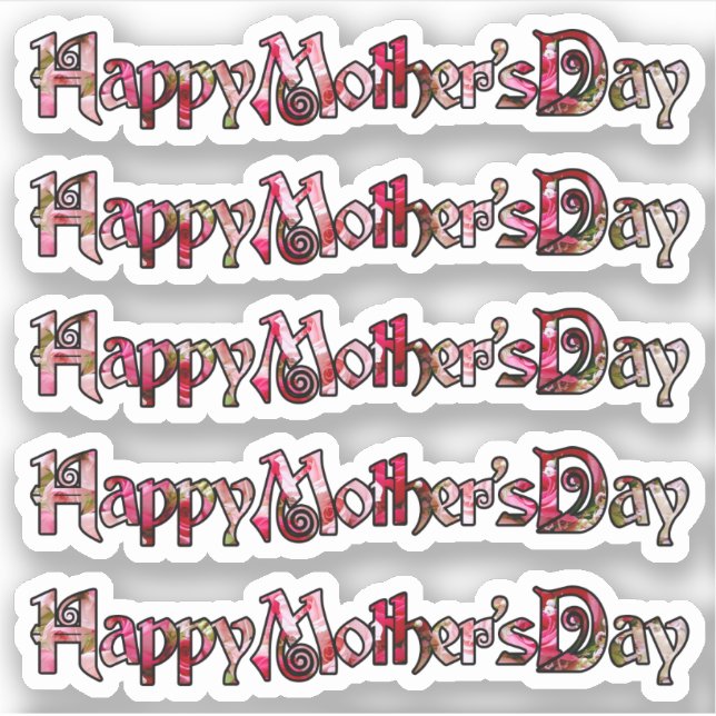 Happy Mother's Day  Rose Filled Cut Out Stickers (Front)