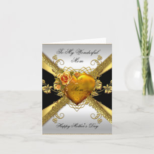 Happy Mother's Day Roses Gold Heart Add Photo 2 Card