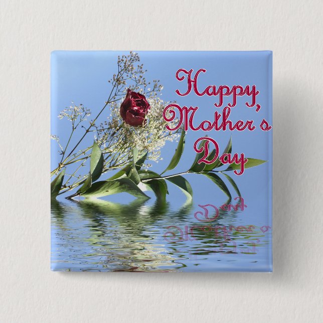 Happy Mothers Day Rosy Reflection 15 Cm Square Badge (Front)