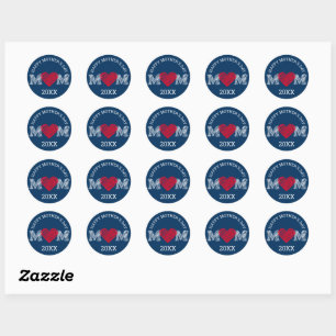 Happy Mother's Day round sticker (Dark Tuurqoise)