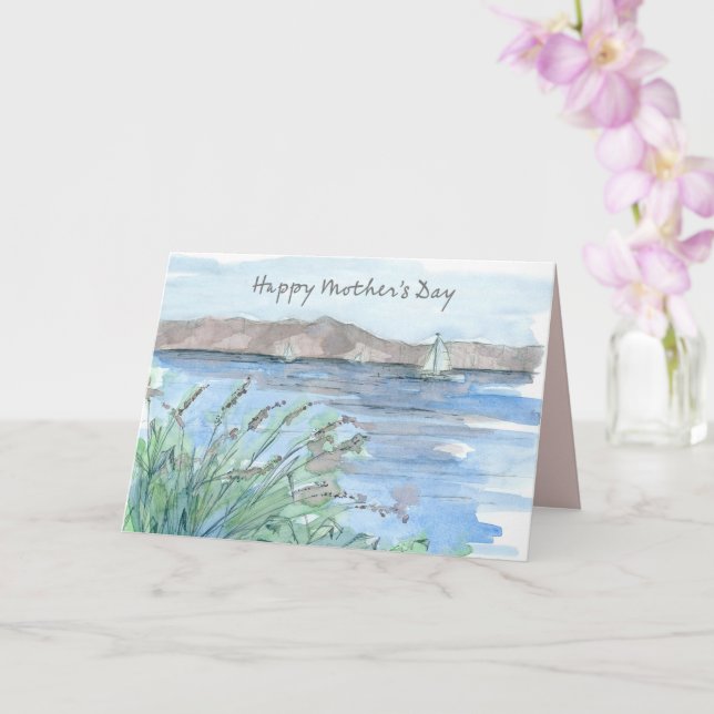 Happy Mother's Day Sailing Mountain Lake Adventure Card (Orchid)
