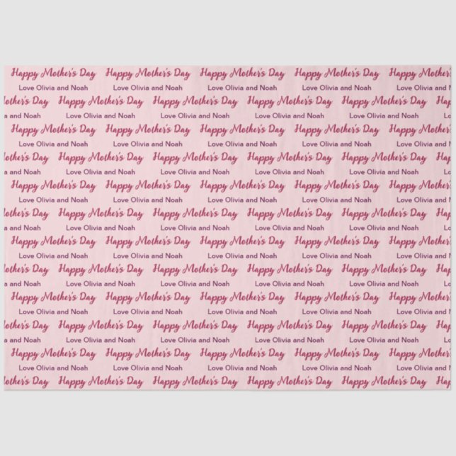 Happy Mother's Day Script Pale Pink Name of Giver Tissue Paper (Front)