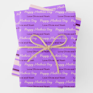 Happy Mother's Day Script Pale Purple Giver's Name Wrapping Paper Sheet