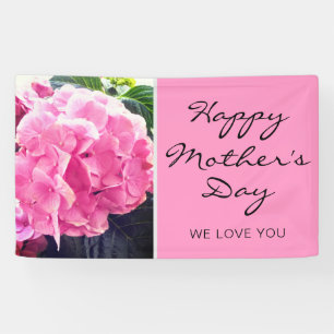 Happy Mother's Day Script Pink Floral We Love You Banner