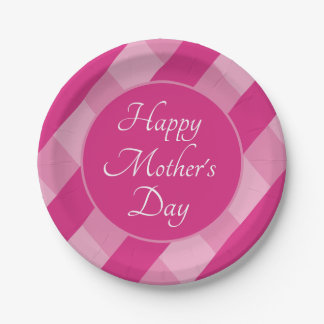 Happy Mother's Day Shades of Pink Stripes Simple Paper Plate
