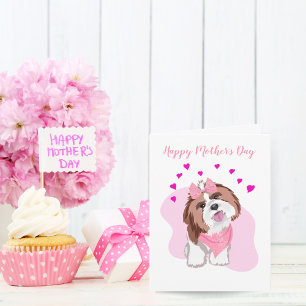Happy Mother's Day Shih-Tzu With Hearts Card