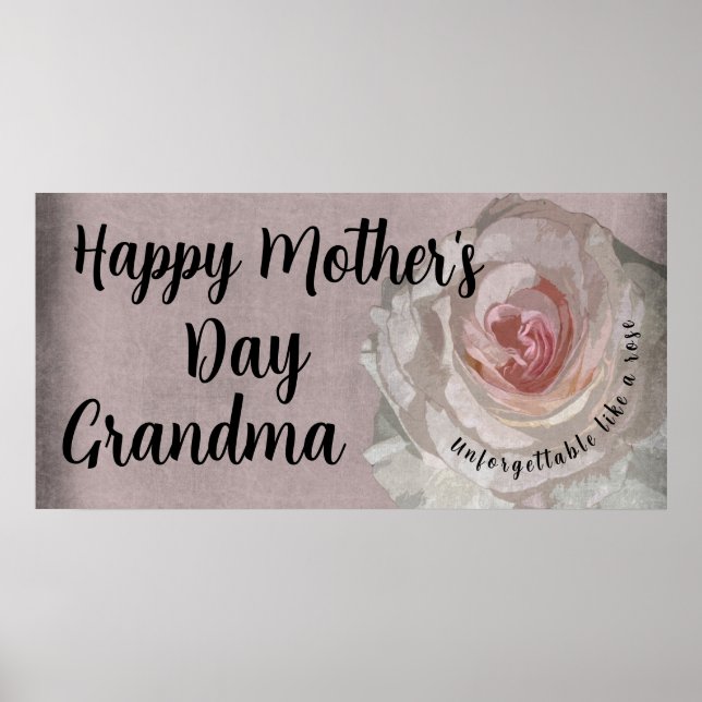 Happy Mothers Day Sign Rose Pink Banner Decor  (Front)