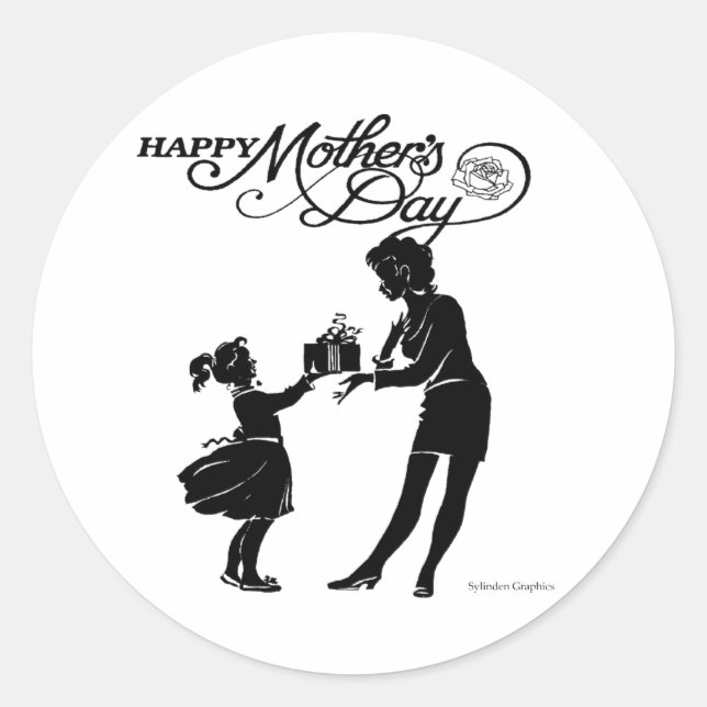 Happy Mothers Day Silhouette Sticker (Front)