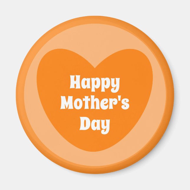 Happy Mother's Day Simple Cute Orange Heart Magnet (Front)