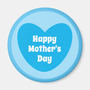 Happy Mother's Day Simple Cute Sky Blue Heart Magnet