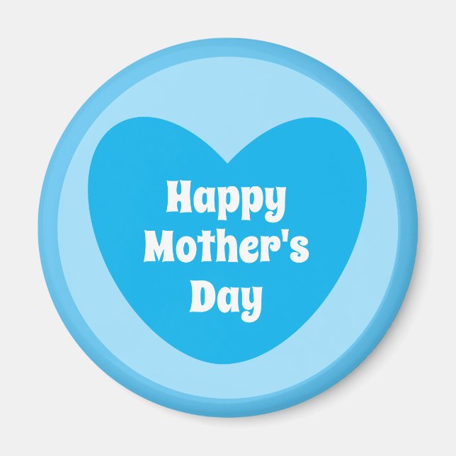 Happy Mother's Day Simple Cute Sky Blue Heart Magnet (Front)