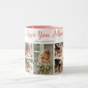 Happy Mothers Day Simple Modern Script 5 Photo Two-Tone Coffee Mug