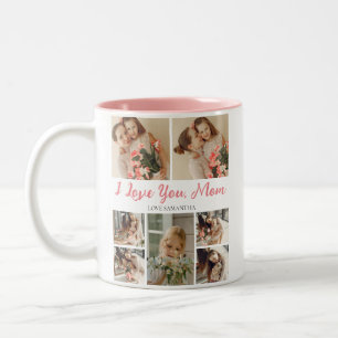 Happy Mothers Day Simple Modern Script 7 Photo Two-Tone Coffee Mug