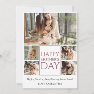 Happy Mothers Day Simple Modern Script Photo Holiday Card