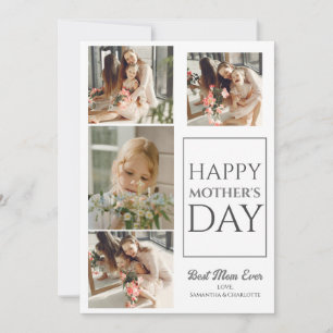 Happy Mothers Day   Simple Modern Script Photo Holiday Card