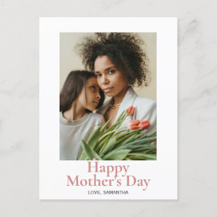 Happy Mothers Day Simple Modern Script Photo Holiday Postcard