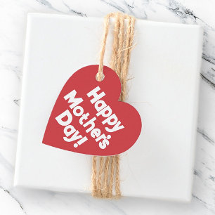 Happy Mother's Day Simple Modern Typography Heart Favour Tags