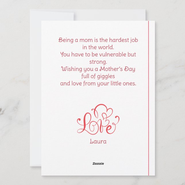 Happy Mother's day simple sweet mum & baby photo  Holiday Card (Back)
