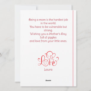 Happy Mother's day simple sweet mum & baby photo Holiday Card
