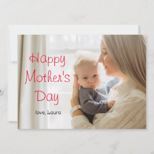 Happy Mother's day simple sweet mum & baby photo Holiday Card