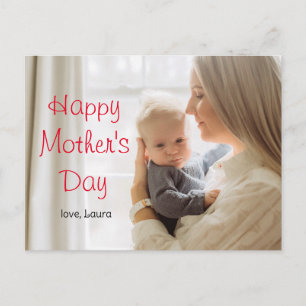 Happy Mother's day simple sweet mum & baby photo Holiday Postcard