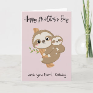 Happy Mother's Day Sloth Customised Card