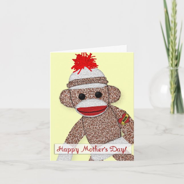"Happy Mother's Day!" Sock Monkey Tattoo card note (Front)