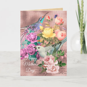 Happy Mother's Day Song Birds, Roses & Butterflies Card