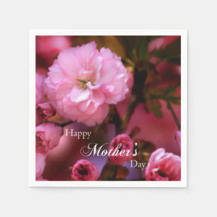 Happy Mothers Day Spring Pink Cherry Blossoms Napkin