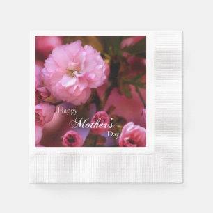 Happy Mothers Day Spring Pink Cherry Blossoms Napkin