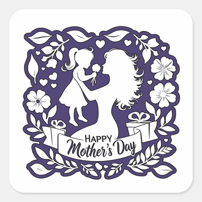 Happy mother's day square sticker (Front)