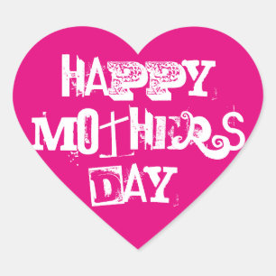 Happy Mother's Day! Sticker Pink White Heart