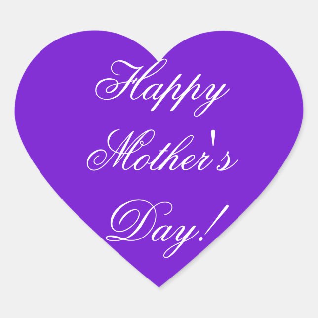 Happy Mother's Day! Sticker Purple White Heart (Front)