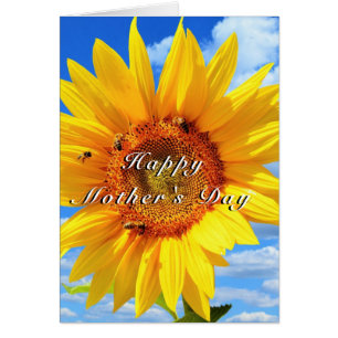 Happy Mother's Day  Sunflower and Bees on Blue Sky