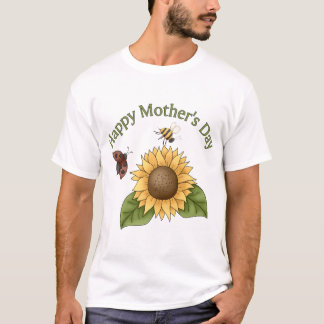 happy Mothers Day Sunflower, Butterfly, Bee T-Shirt
