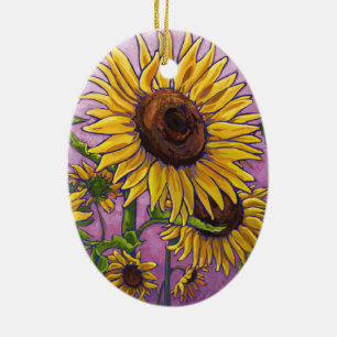 Happy Mother's Day sunflowers Ceramic Tree Decoration